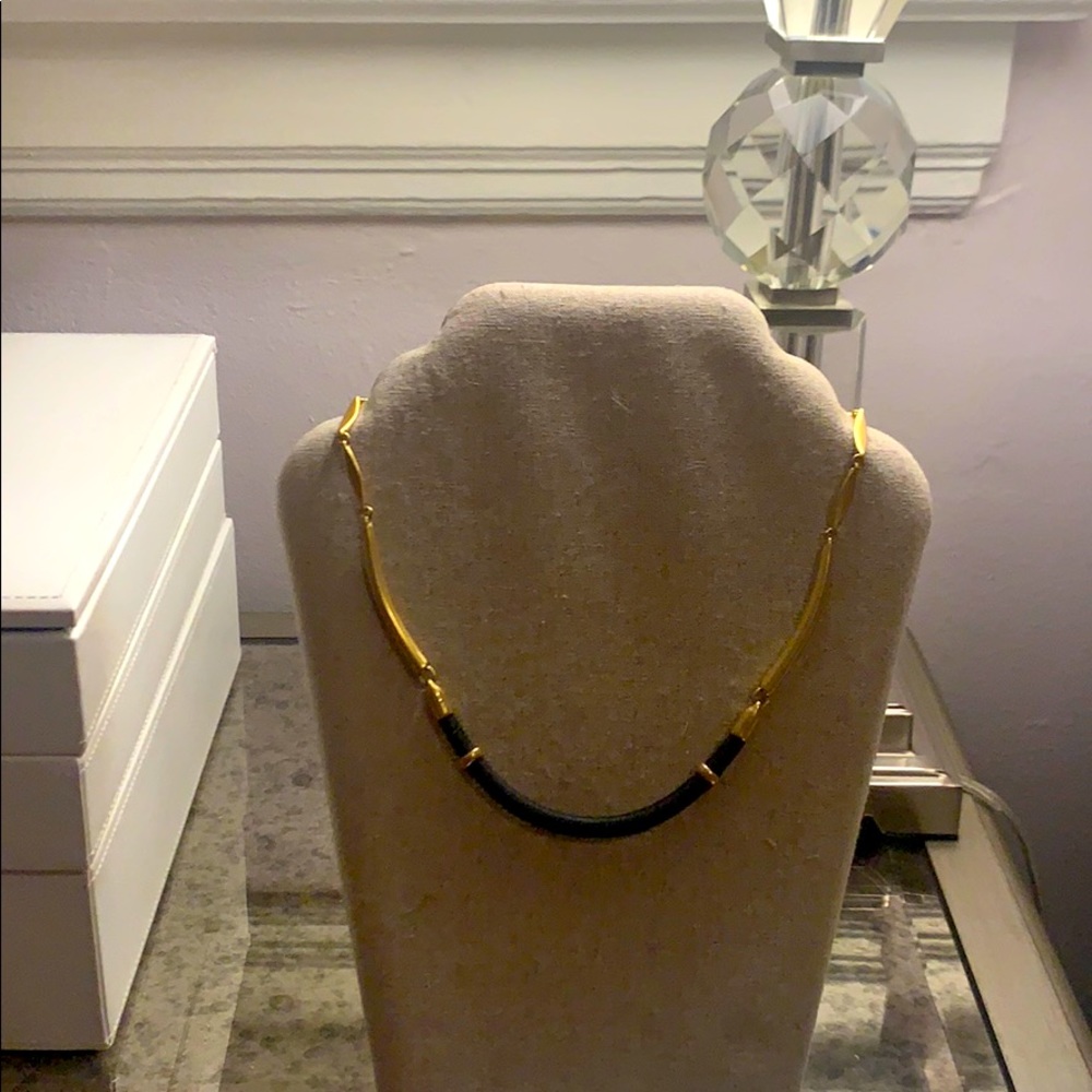 Edgy black and brass Stella & Dot necklace
